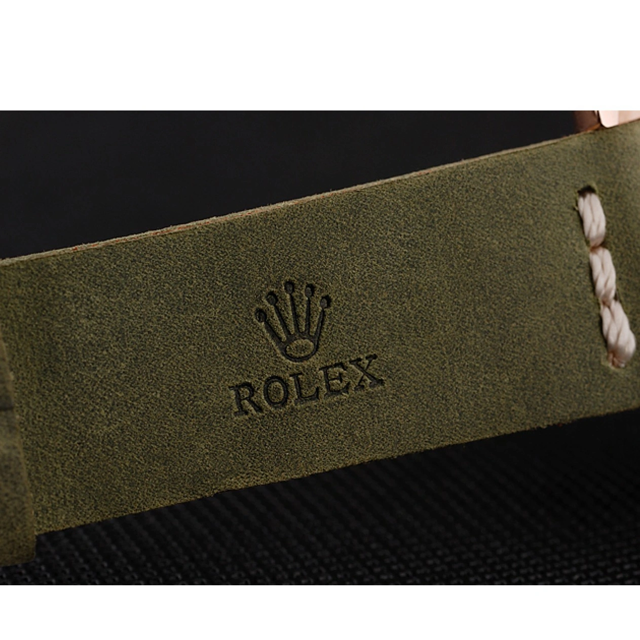 MiroTime 1013 Rolex Yacht Master Black Dial Green Bezel Rose Gold Case Green Leather Bracelet 1453862